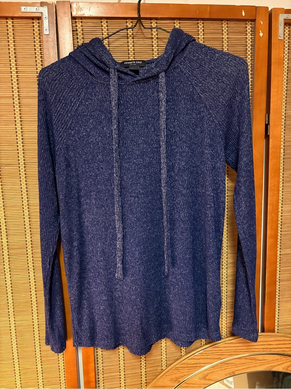 364. Kenneth Cole Navy Marled Knit Hoodie - Picture 4 of 4